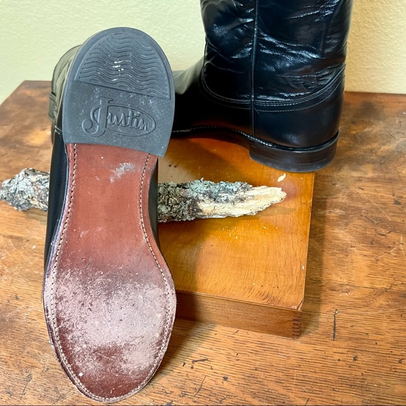 Justin Black Leather Boots - Picture 4 of 5